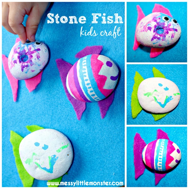 Painted Rock Stone Fish Craft - Messy Little Monster